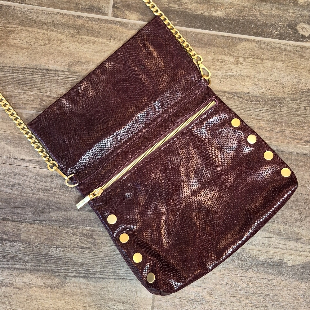 Rare Hammitt VIP Medium Bag Red Wine Burgundy Snake Brushed Gold Hardware - Picture 2 of 16